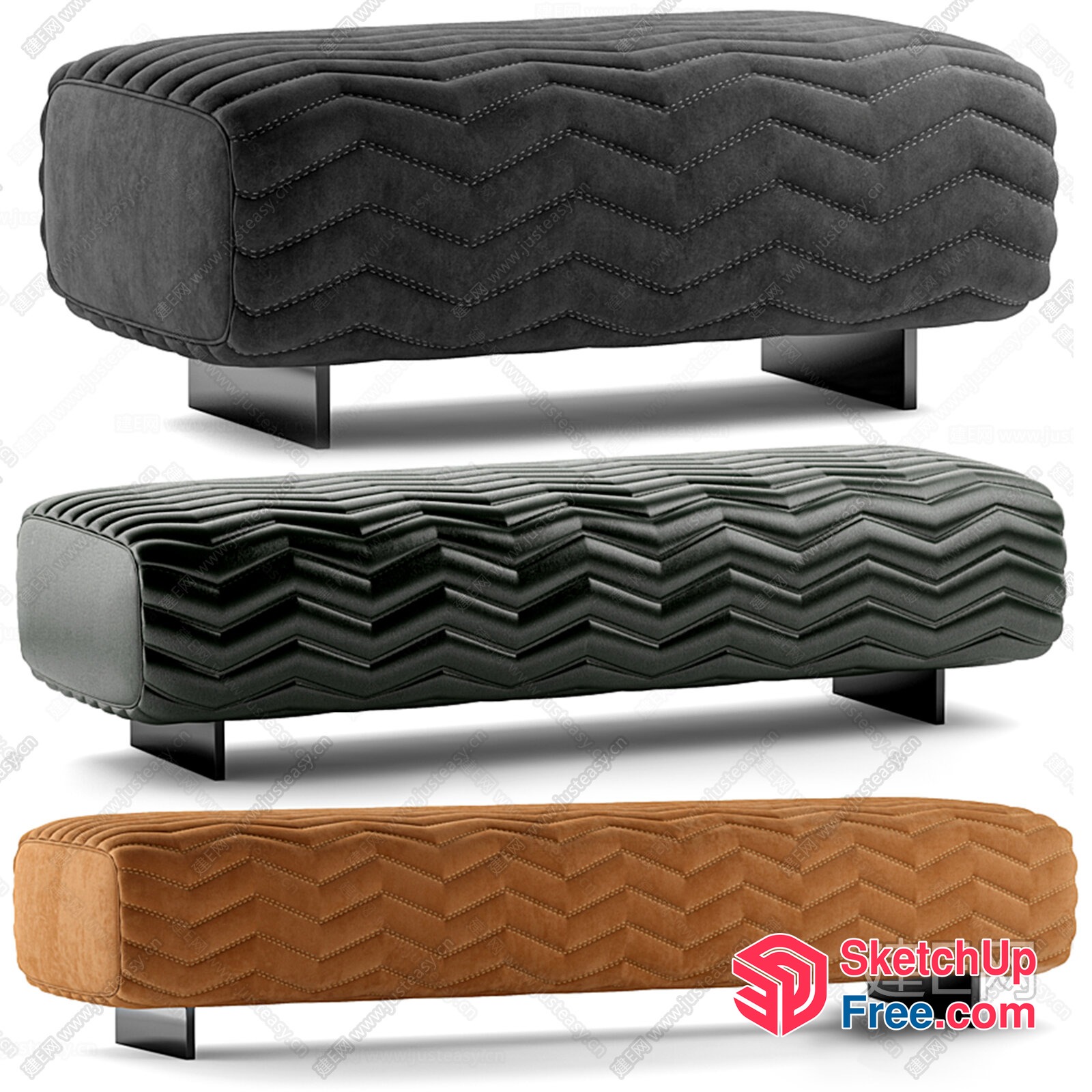 Elegant Modern Sofa With Intricate Stitching Details 3D SketchUp File