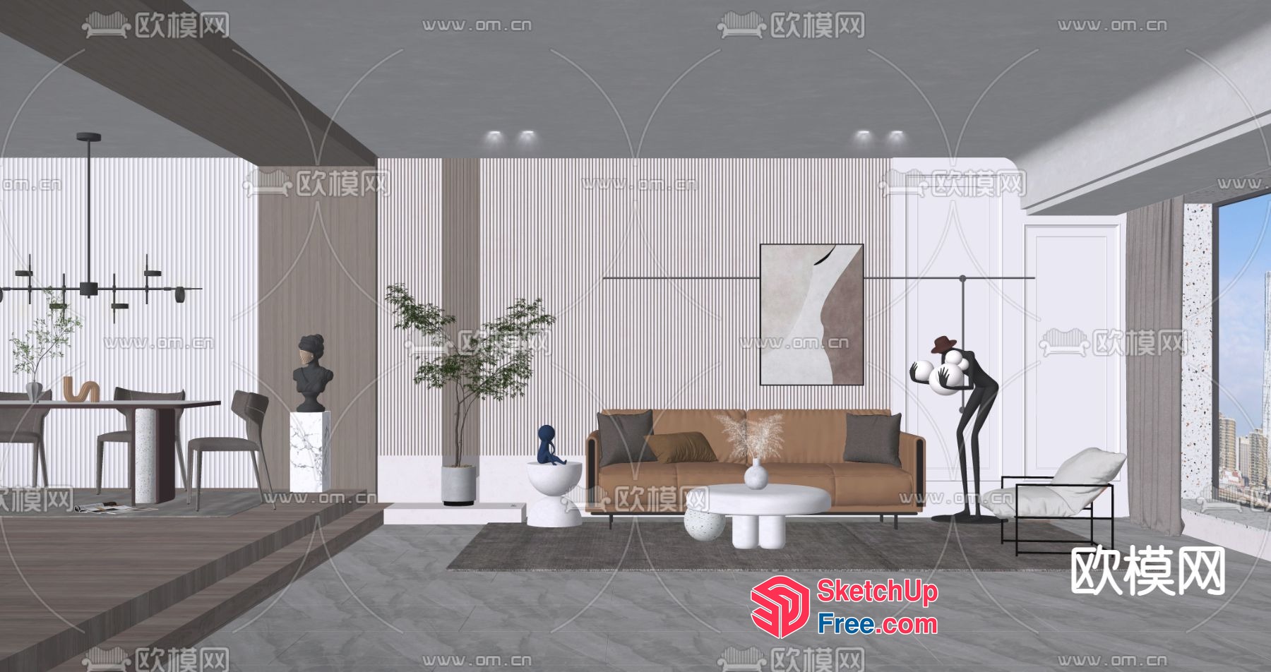 Modern Minimalist Living Room With Sleek Furniture And Decor 3D SketchUp File