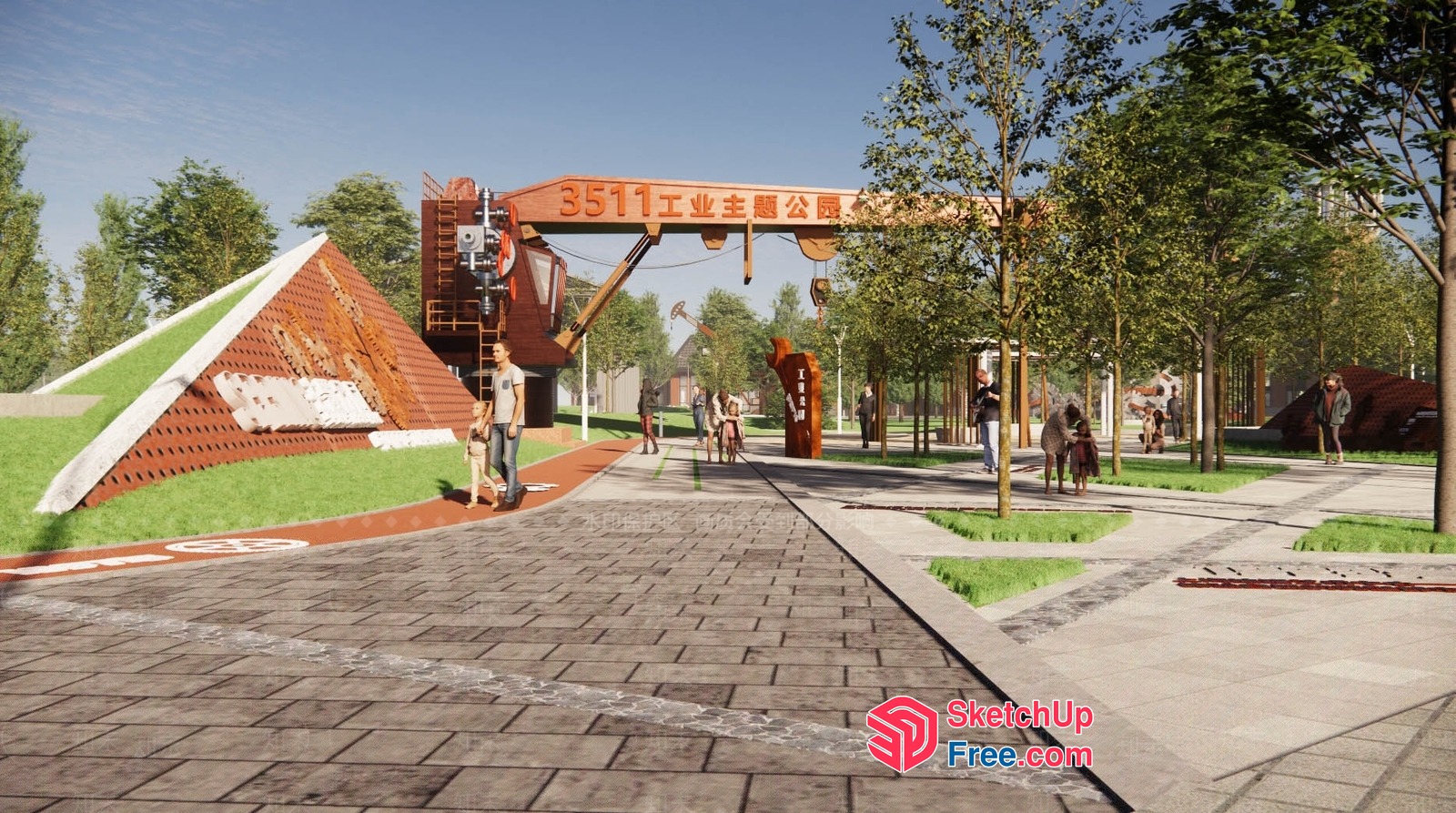 Industrial Park With A Unique Blend Of Rustic And Modern Elements 3D SketchUp File