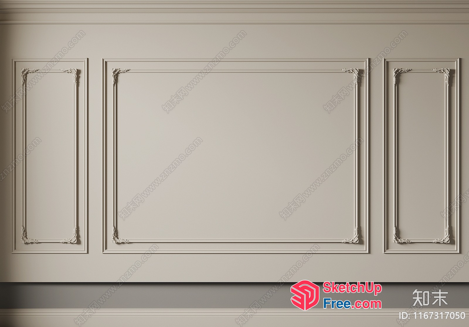 Classic European Style Decorative Wall Paneling 3D SketchUp File