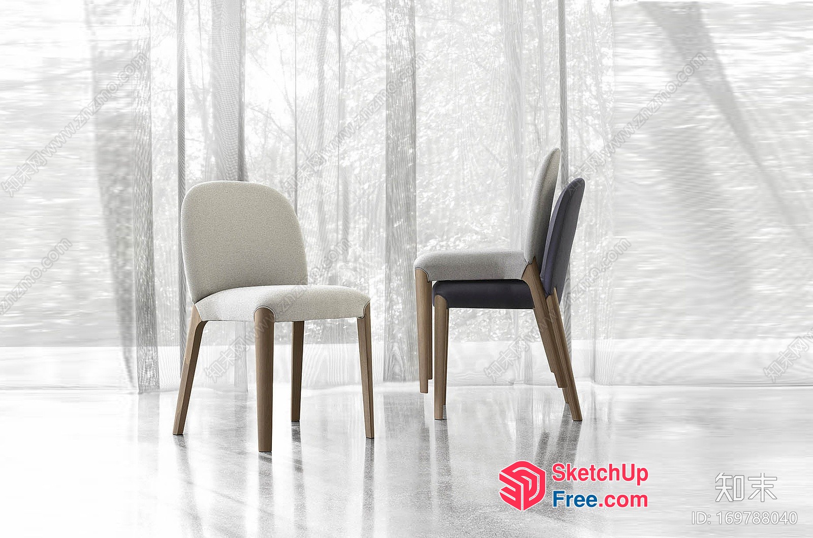 Elegant Modern Chairs In White And Gray 3D SketchUp File