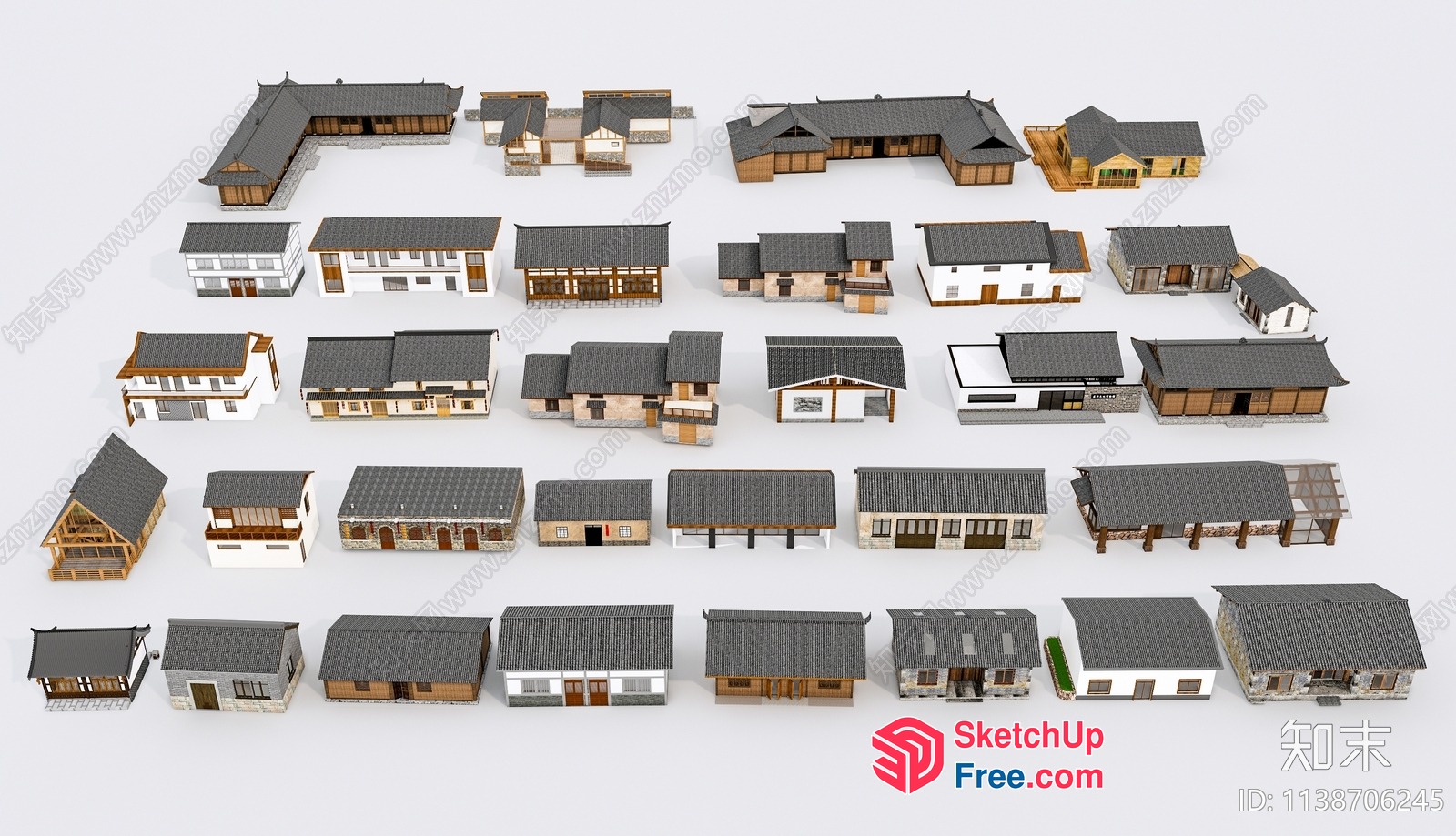 Asian Style Homes Collection 3D SketchUp File