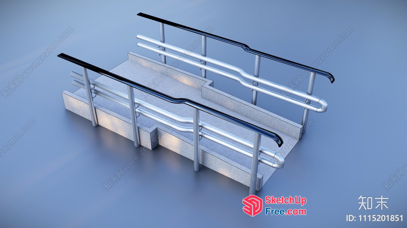 Stairway With Railing And Handrails 3D SketchUp File