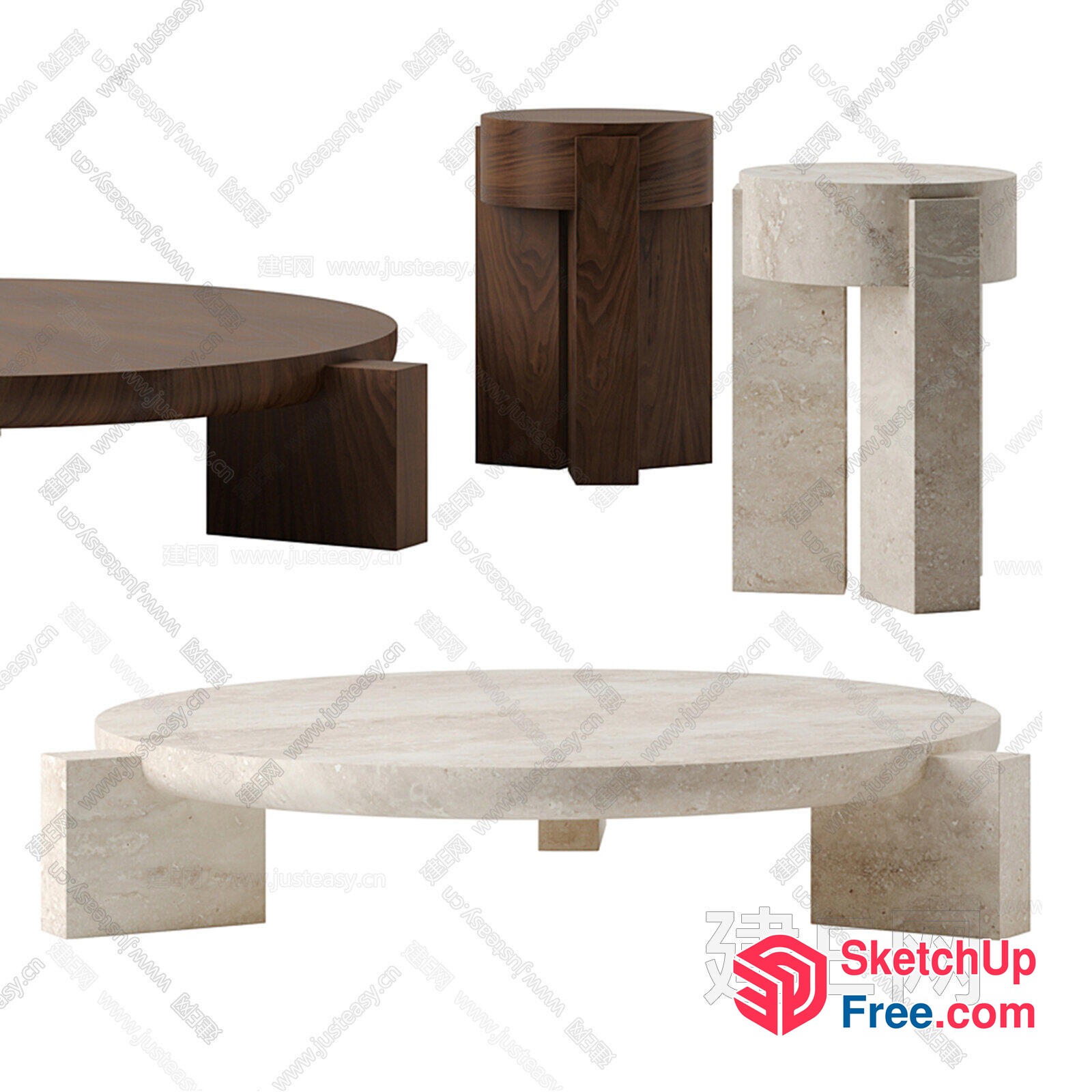 Modern Furniture Set With Natural And Earthy Tones 3D SketchUp File