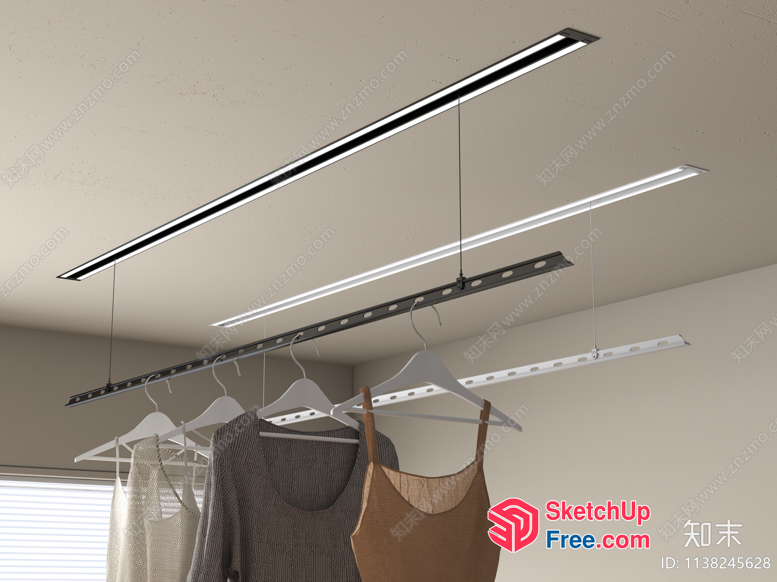 Modern Led Lighting And Clothing Racks 3D SketchUp File