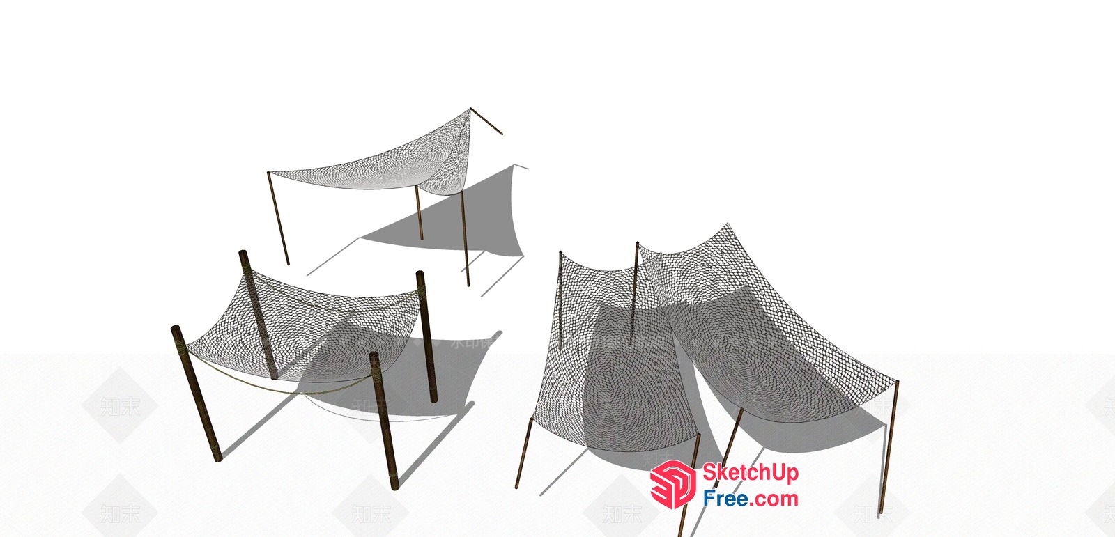 Outdoor Furniture Set With Netted Seating And Canopies 3D SketchUp File