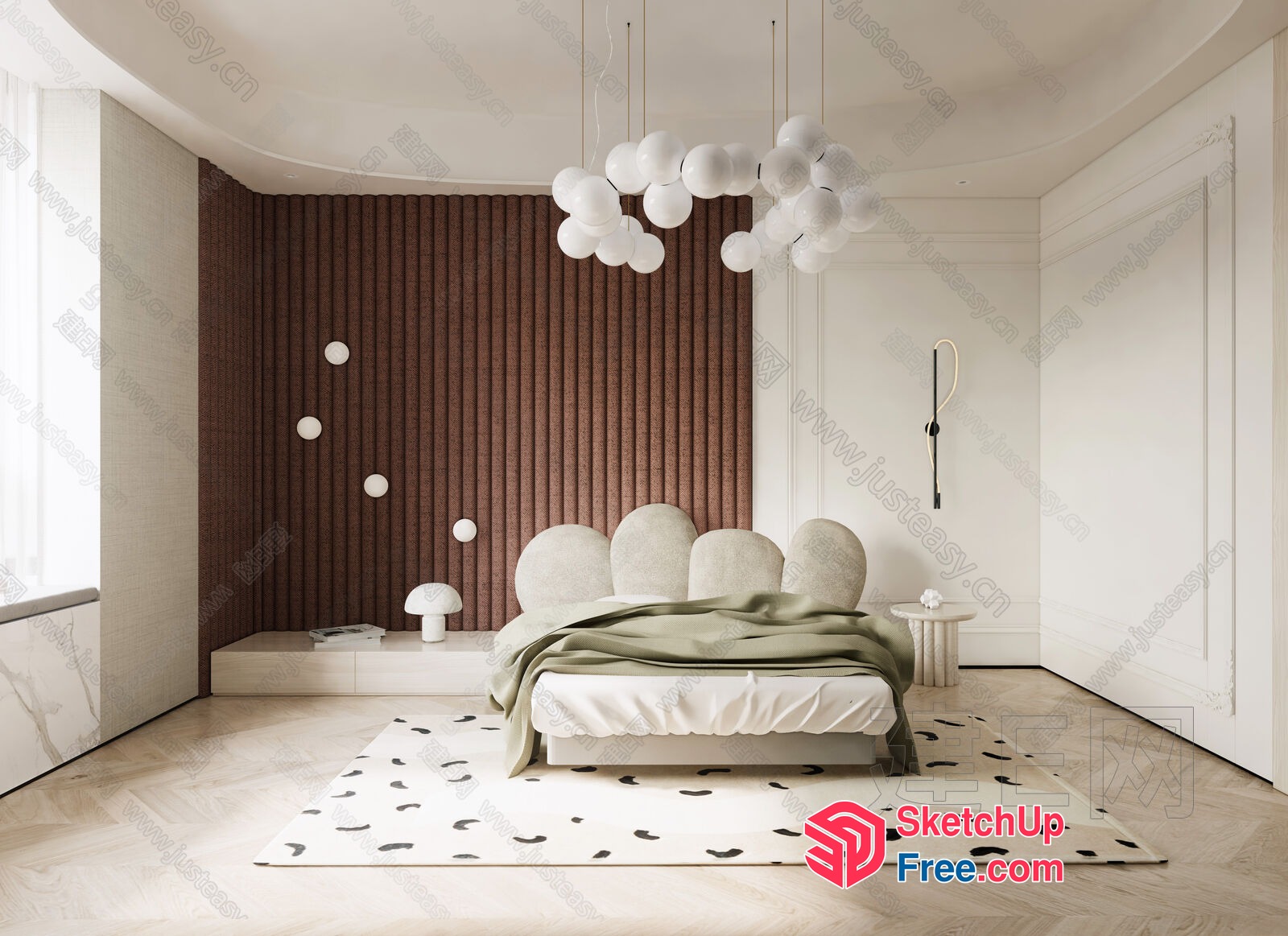Minimalist Nordic Style Bedroom Interior 3D SketchUp File