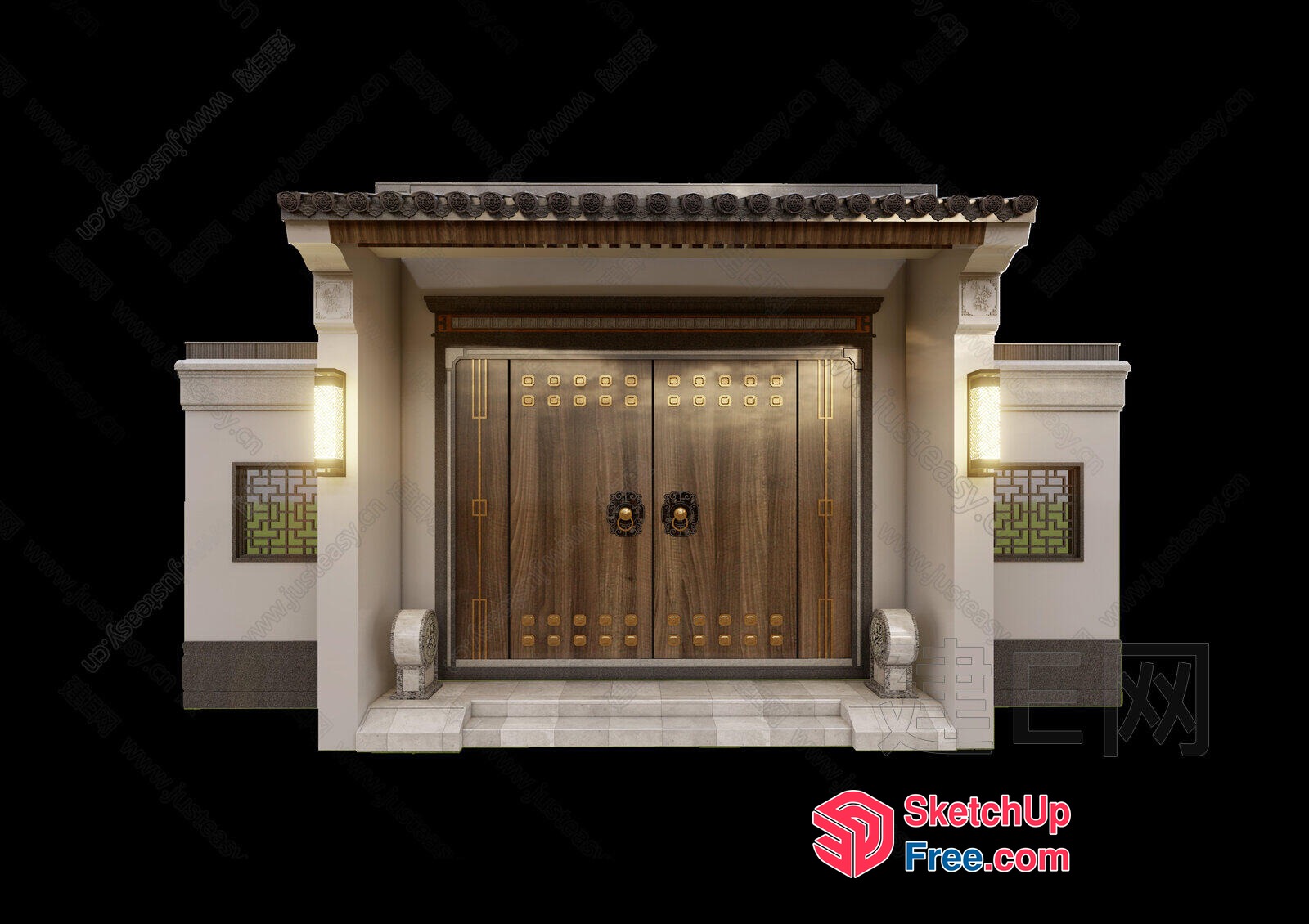 Traditional Asian-Inspired Entrance 3D SketchUp File