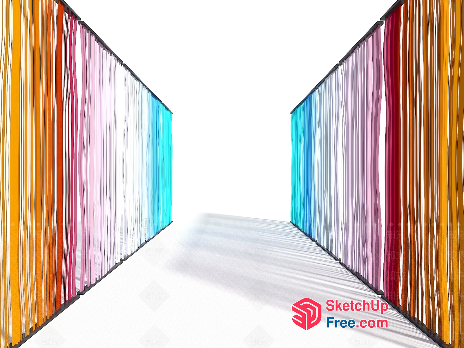 Colorful Striped Curtain Wall Interior 3D SketchUp File