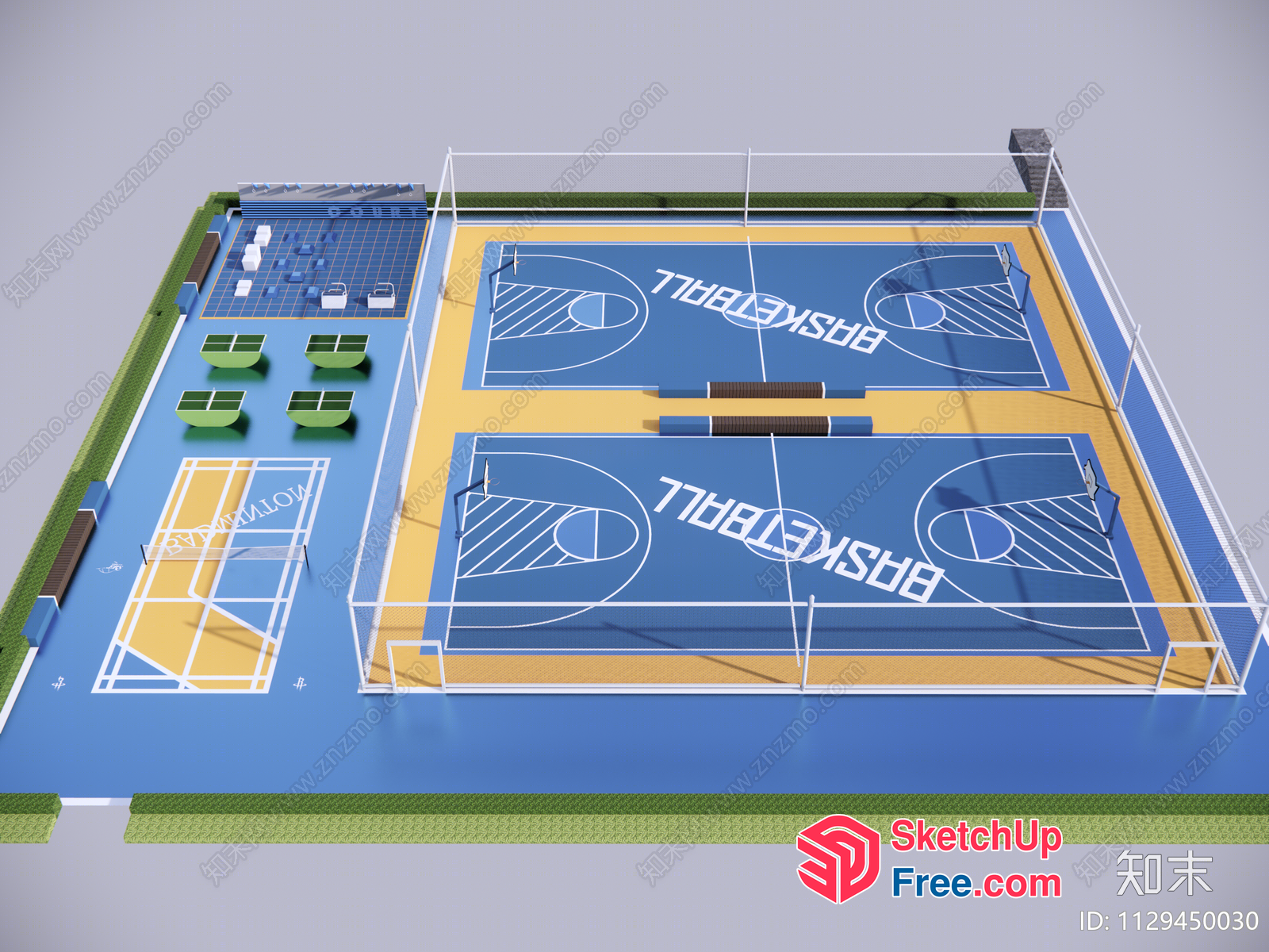 Basketball Court With Tennis And Volleyball Facilities 3D SketchUp File
