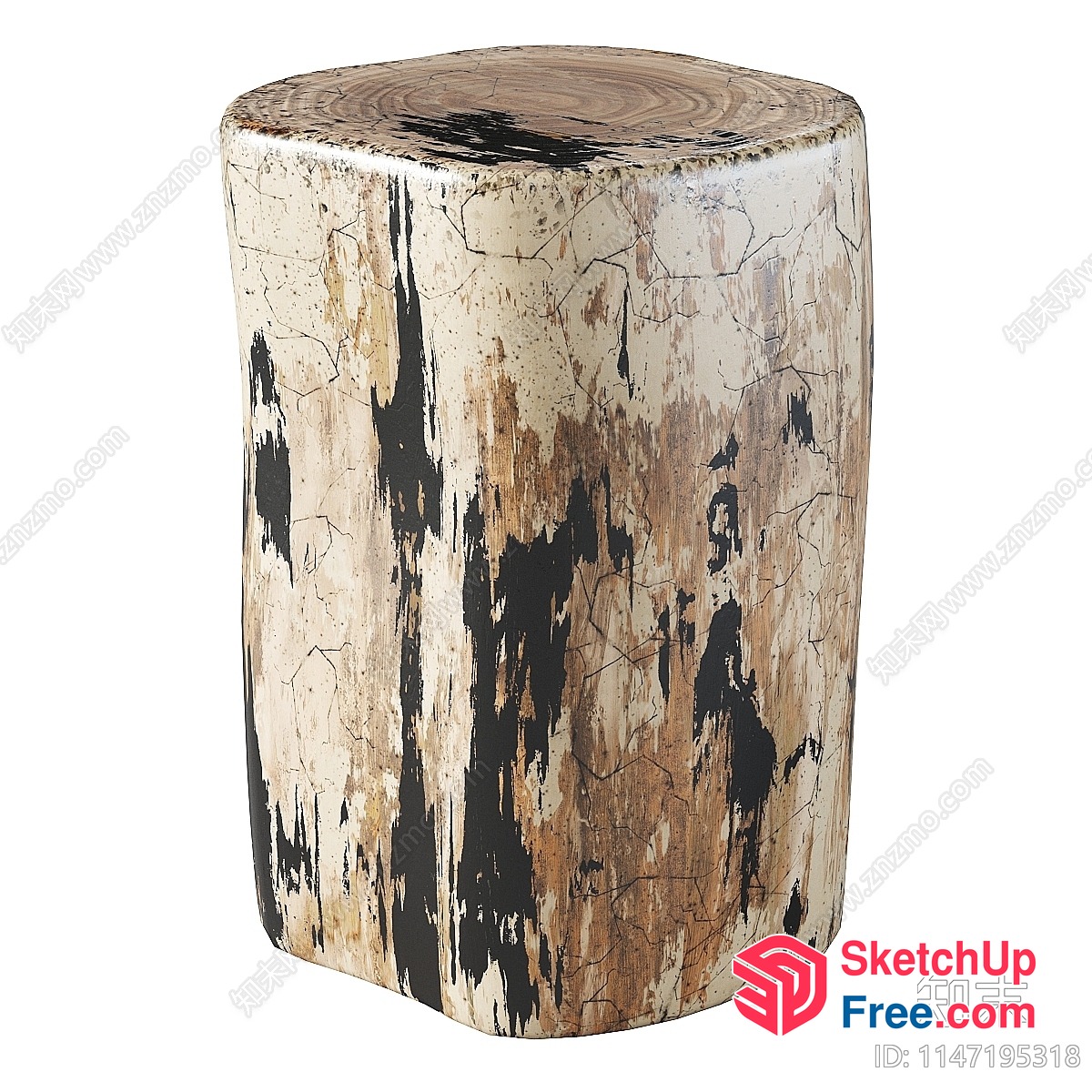 Weathered Wooden Pillar 3D SketchUp File
