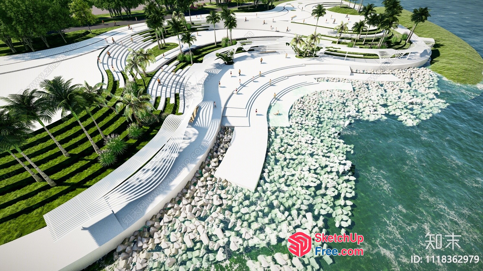 Futuristic Coastal Park 3D SketchUp File