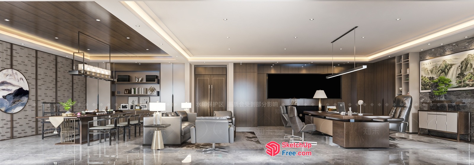Modern Office Space With Sleek Furniture And Natural Light 3D SketchUp File