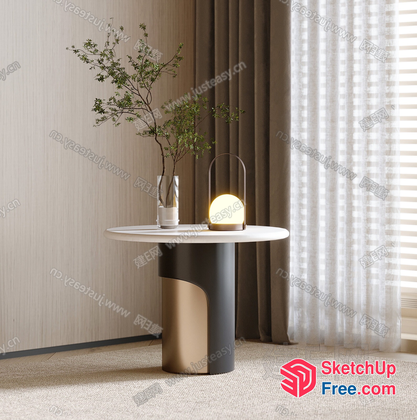 Elegant Side Table With Modern Design And Soft Lighting 3D SketchUp File