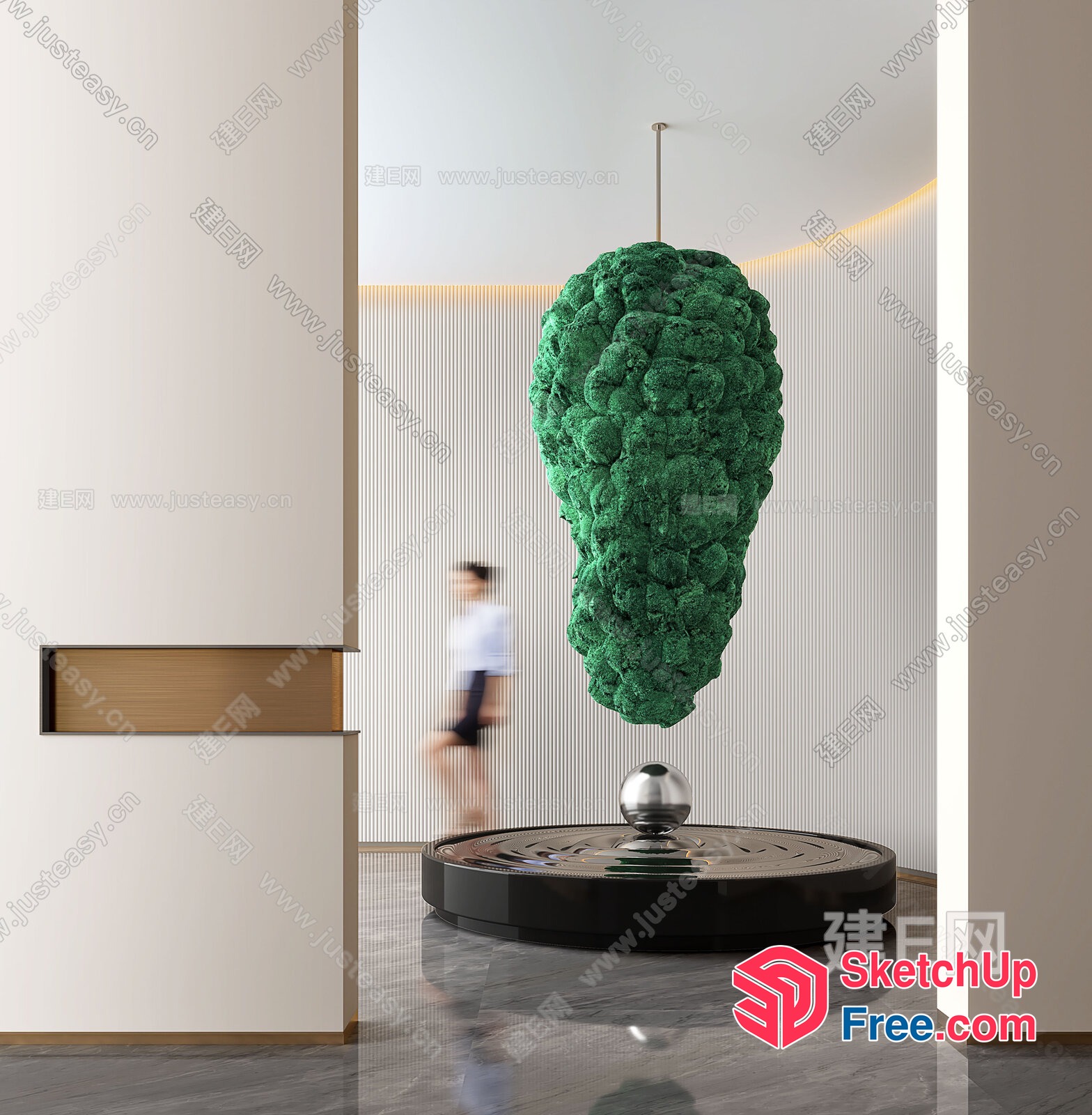 Green Sculpture On A Black Base 3D SketchUp File