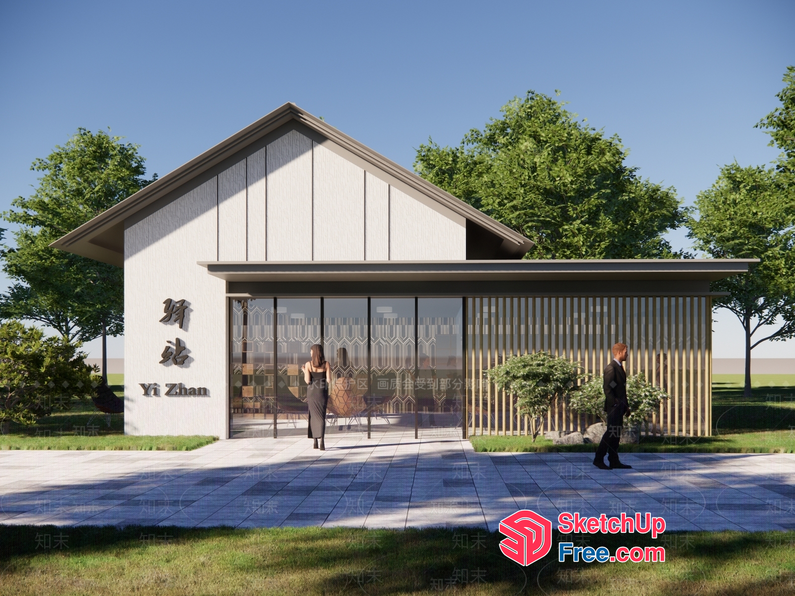 Asian-Inspired Modern Home Exterior 3D SketchUp File