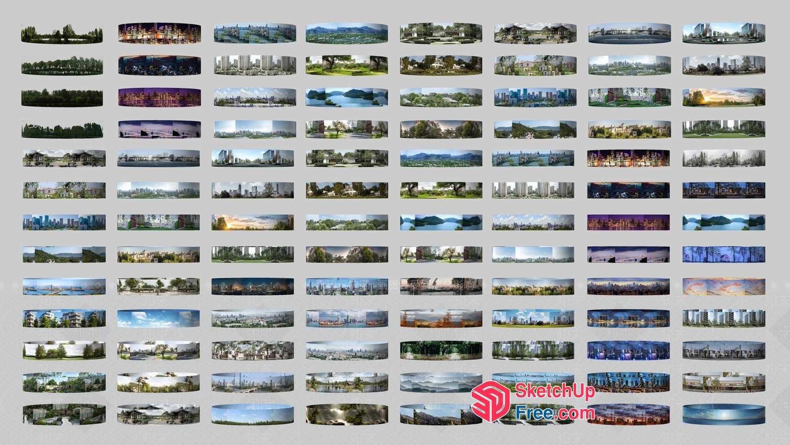 A Collection Of Various Panoramic Views Of Buildings And Landscapes 3D SketchUp File