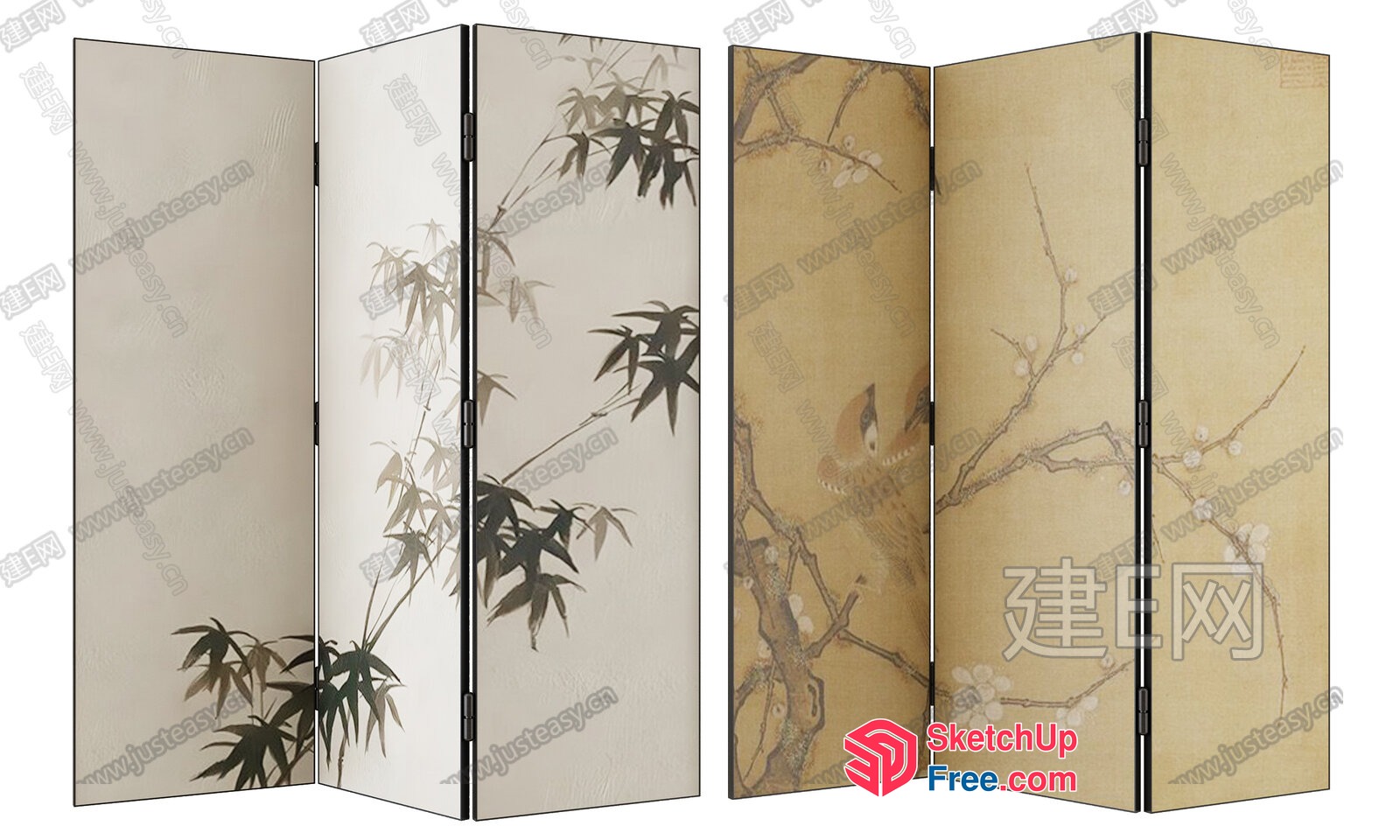 Elegant Traditional Japanese-Inspired Partition Screen 3D SketchUp File