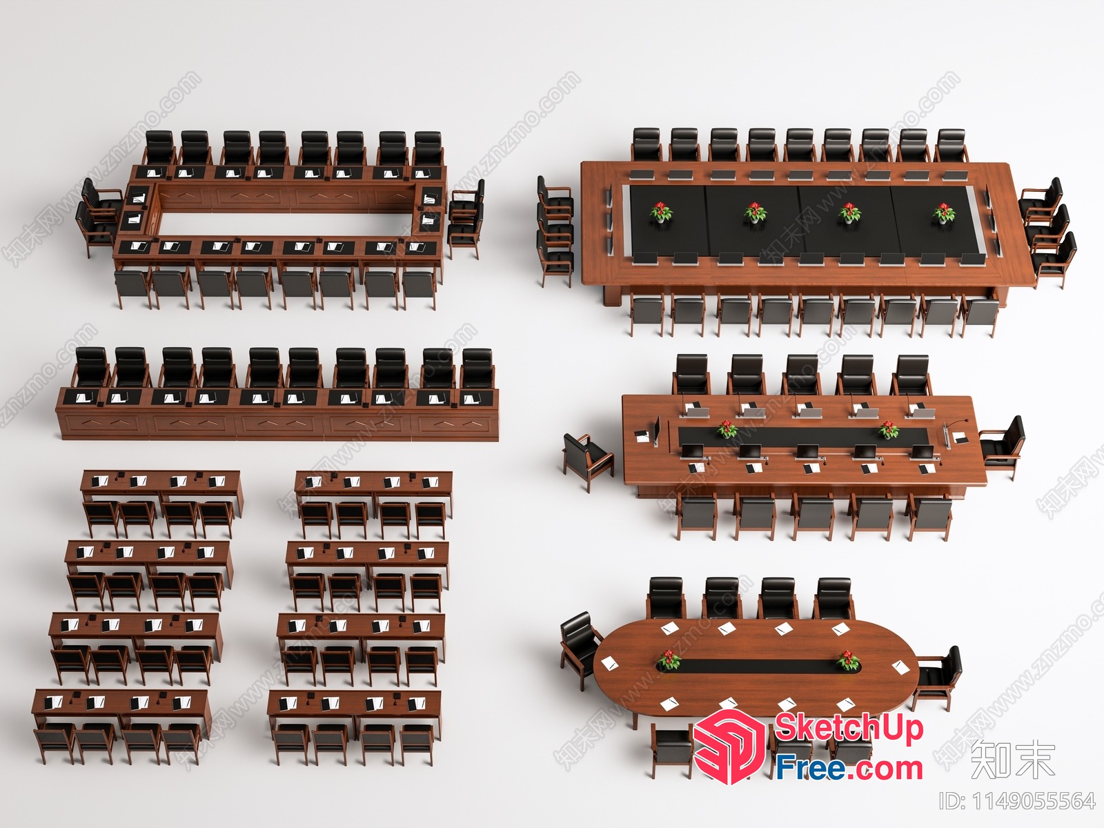 Large Conference Room Furniture Set 3D SketchUp File