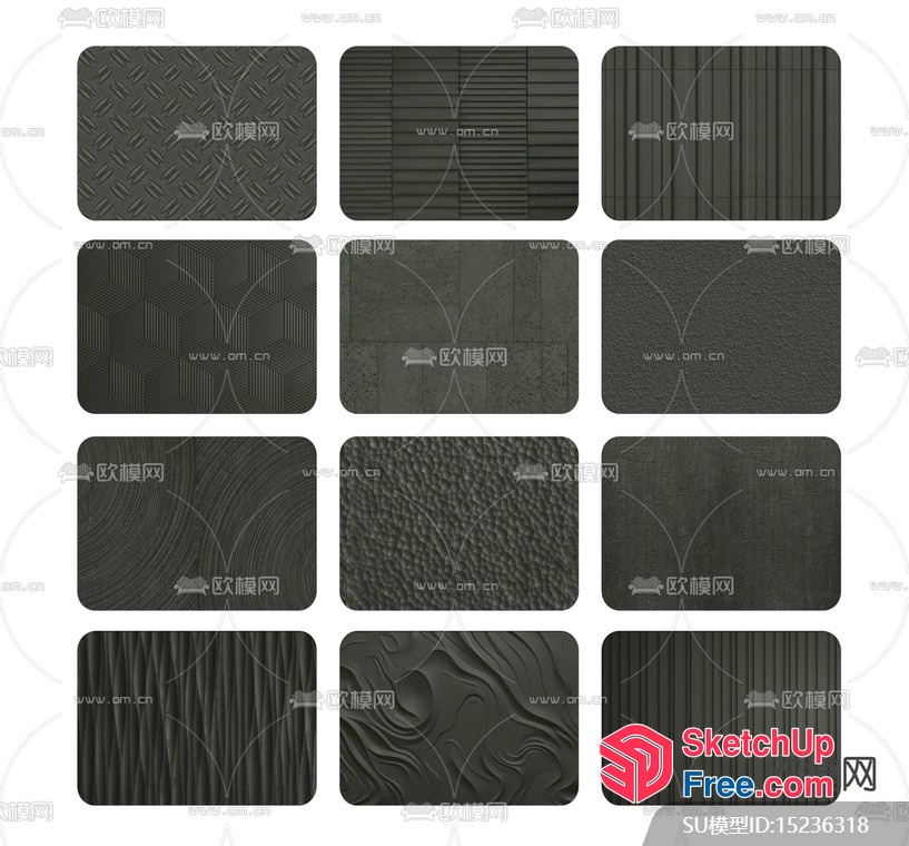 Textured Gray Panels 3D SketchUp File