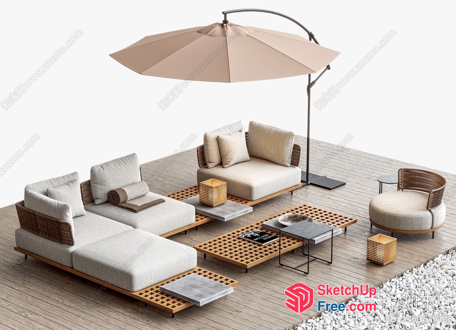 Outdoor Patio Furniture Set With Umbrella 3D SketchUp File