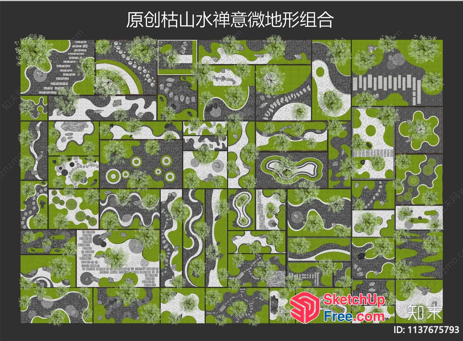 Japanese Style Garden With Greenery And Water Features 3D SketchUp File