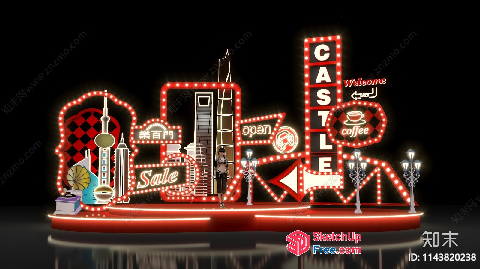 Vibrant Neon Signage Display 3D SketchUp File