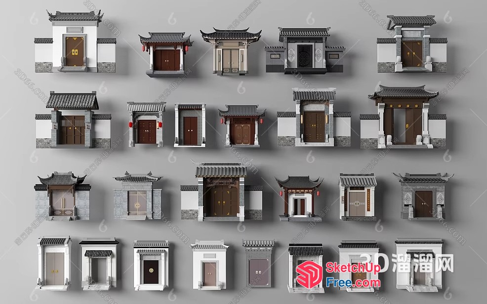 Asian-Style Doorways 3D SketchUp File
