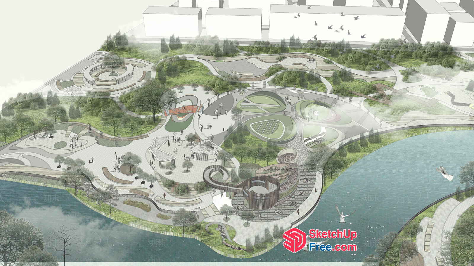 Serene Park Landscape Design 3D SketchUp File