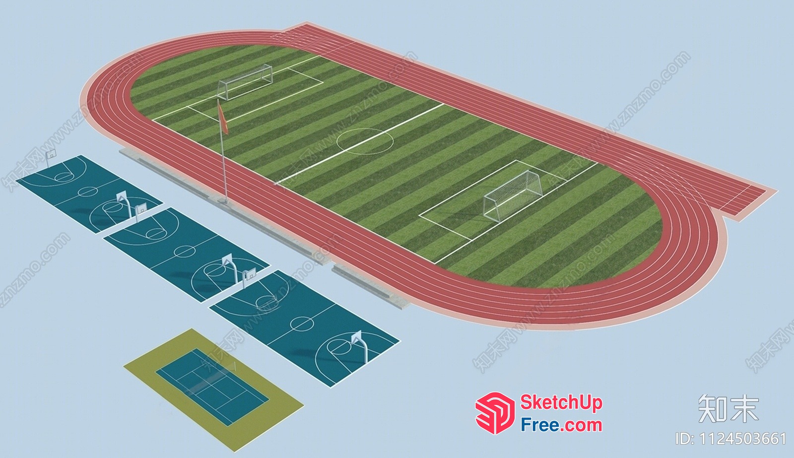 Sports Track And Field Stadium 3D SketchUp File
