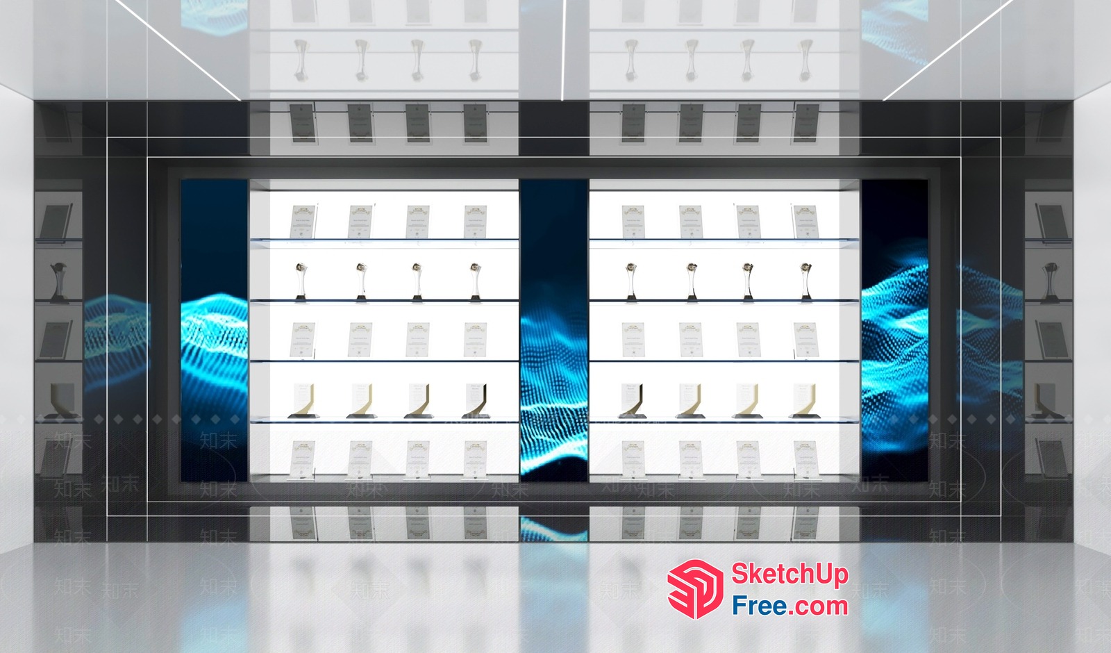 Modern Display Cabinet With Glass Bricks 3D SketchUp File