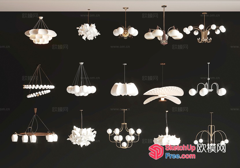 Modern White Chandeliers 3D SketchUp File