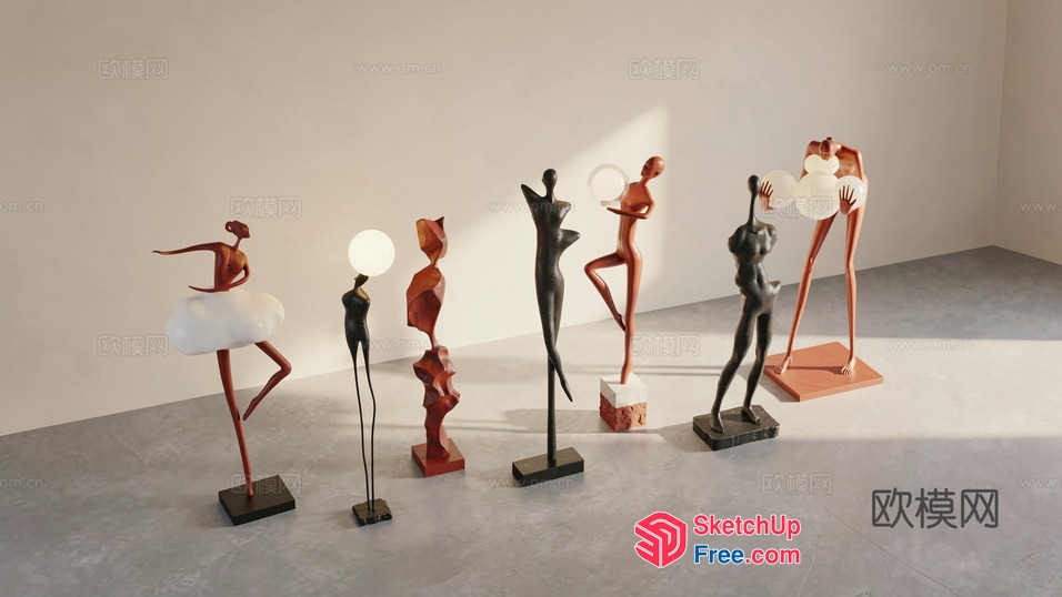 Minimalist Art Gallery With Unique Sculptures 3D SketchUp File