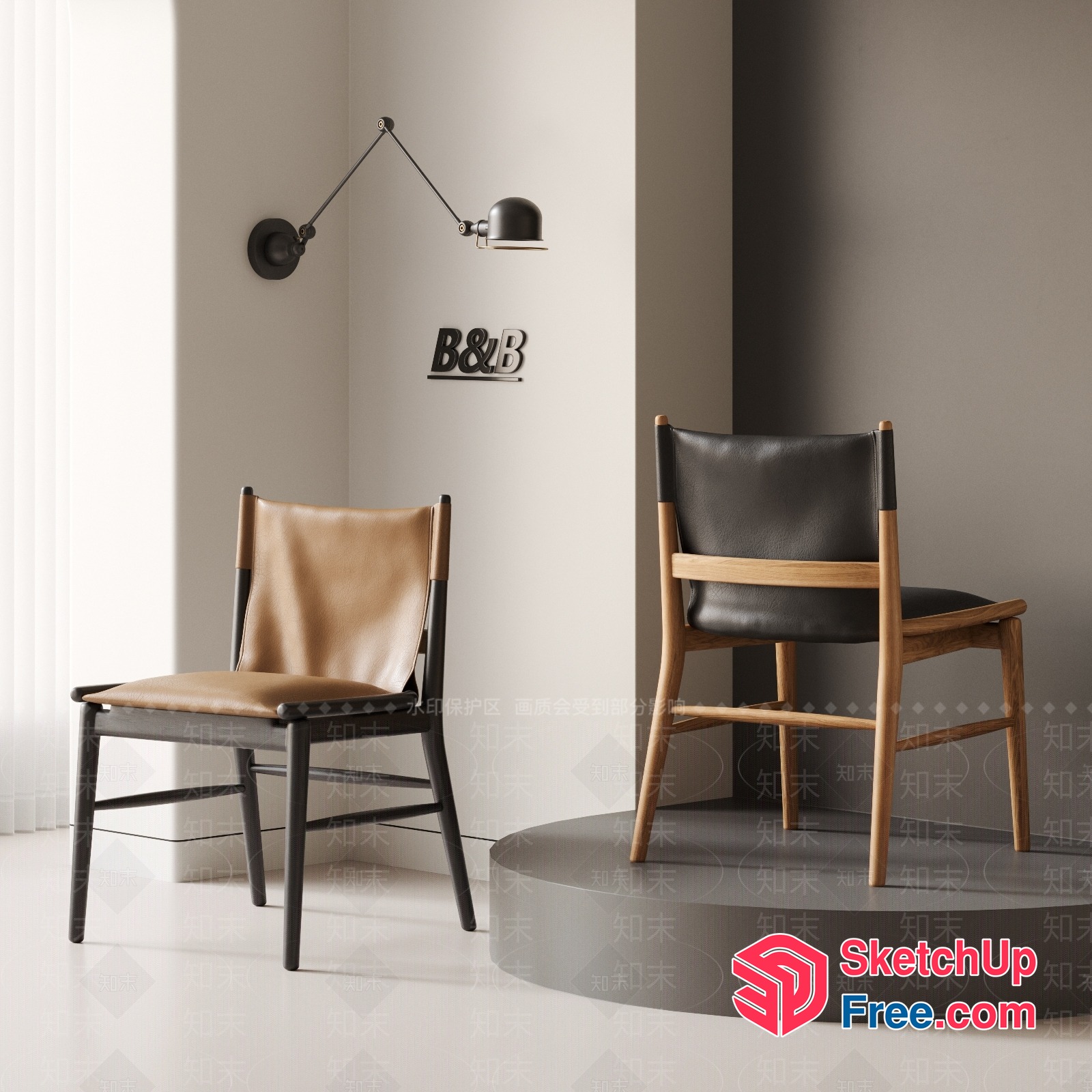 Elegant Minimalist Scandinavian Style Chairs 3D SketchUp File