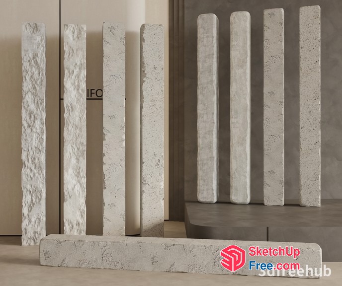 Pillars And Slabs In A Modern Interior Setting 3D SketchUp File