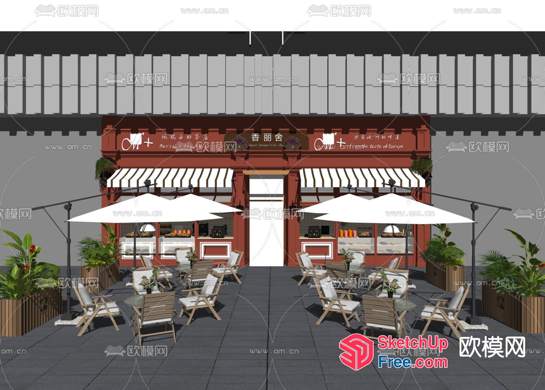 Outdoor Seating Area With Tables And Chairs 3D SketchUp File