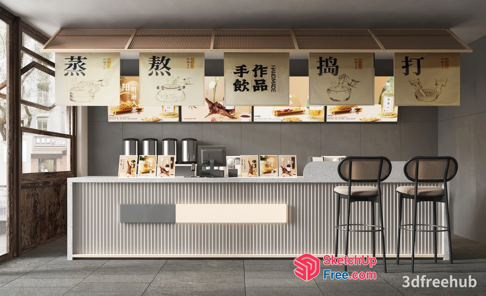 Modern Asian Food Court Interior 3D SketchUp File