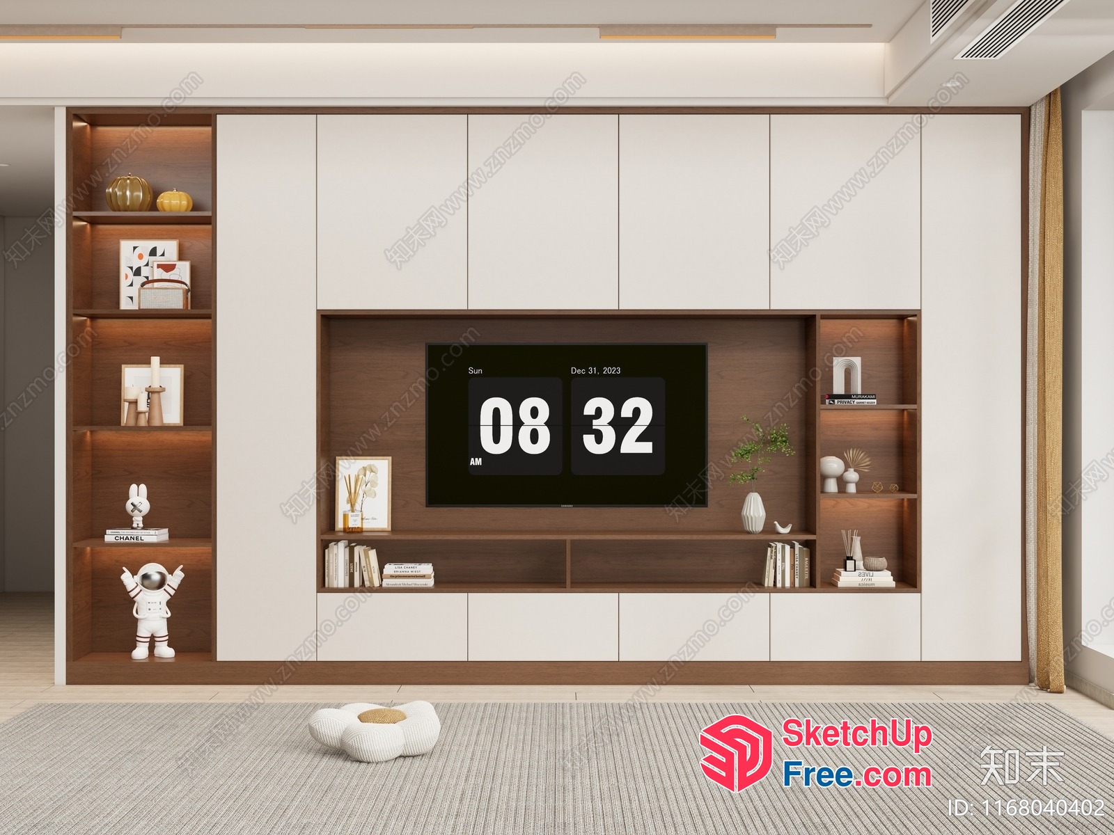 Modern Minimalist Living Room With Sleek Tv Unit And Decor 3D SketchUp File