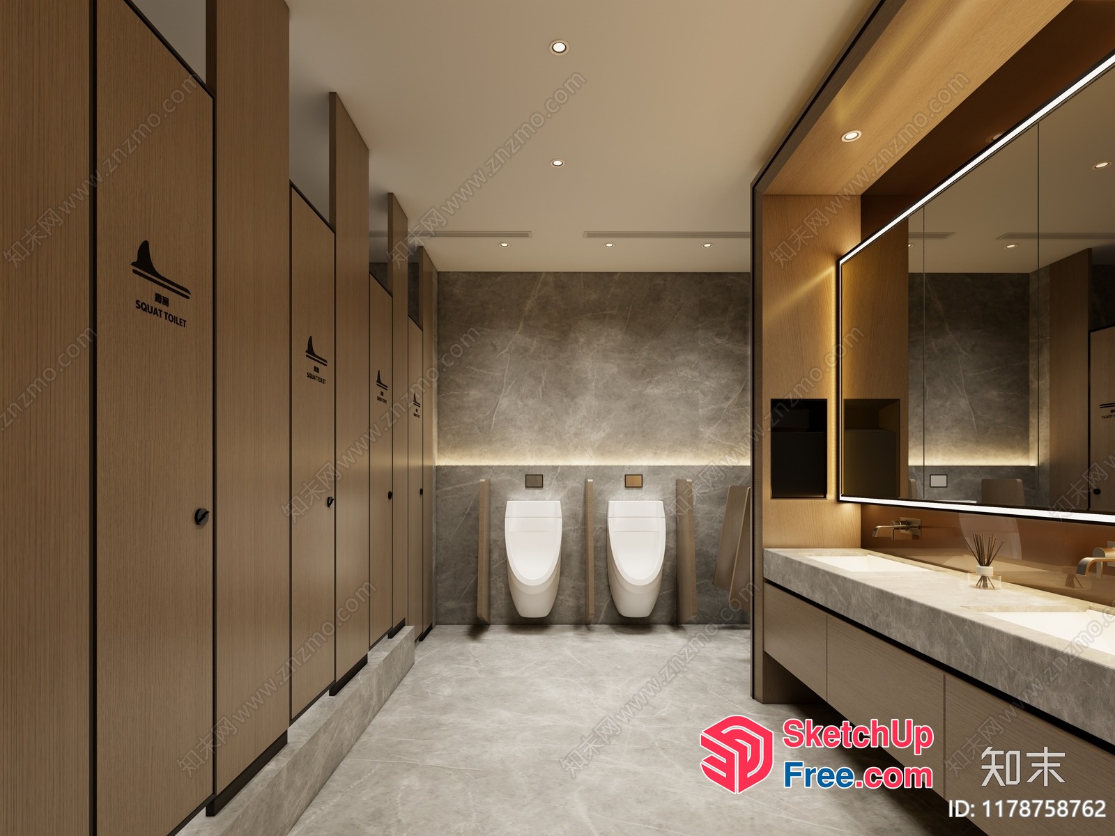 Modern Bathroom Interior With Marble And Wood Accents 3D SketchUp File