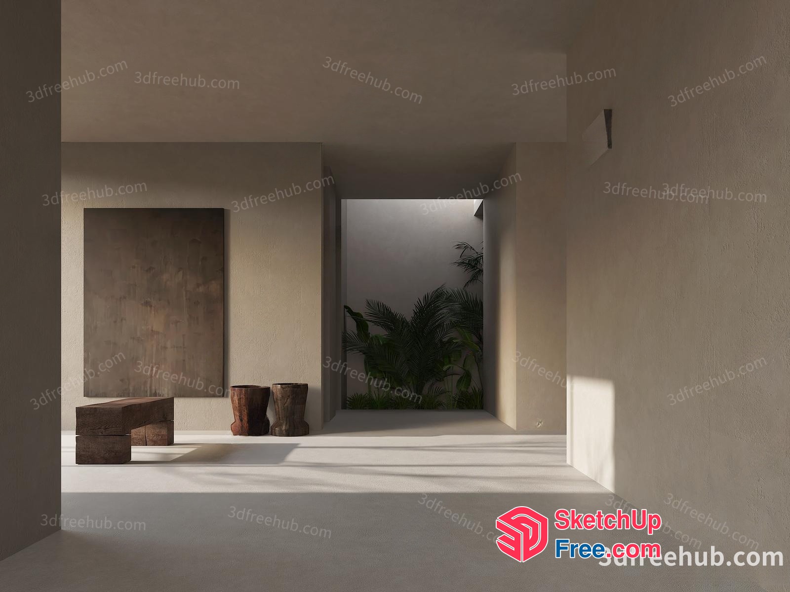 Minimalist Interior With Natural Elements 3D SketchUp File