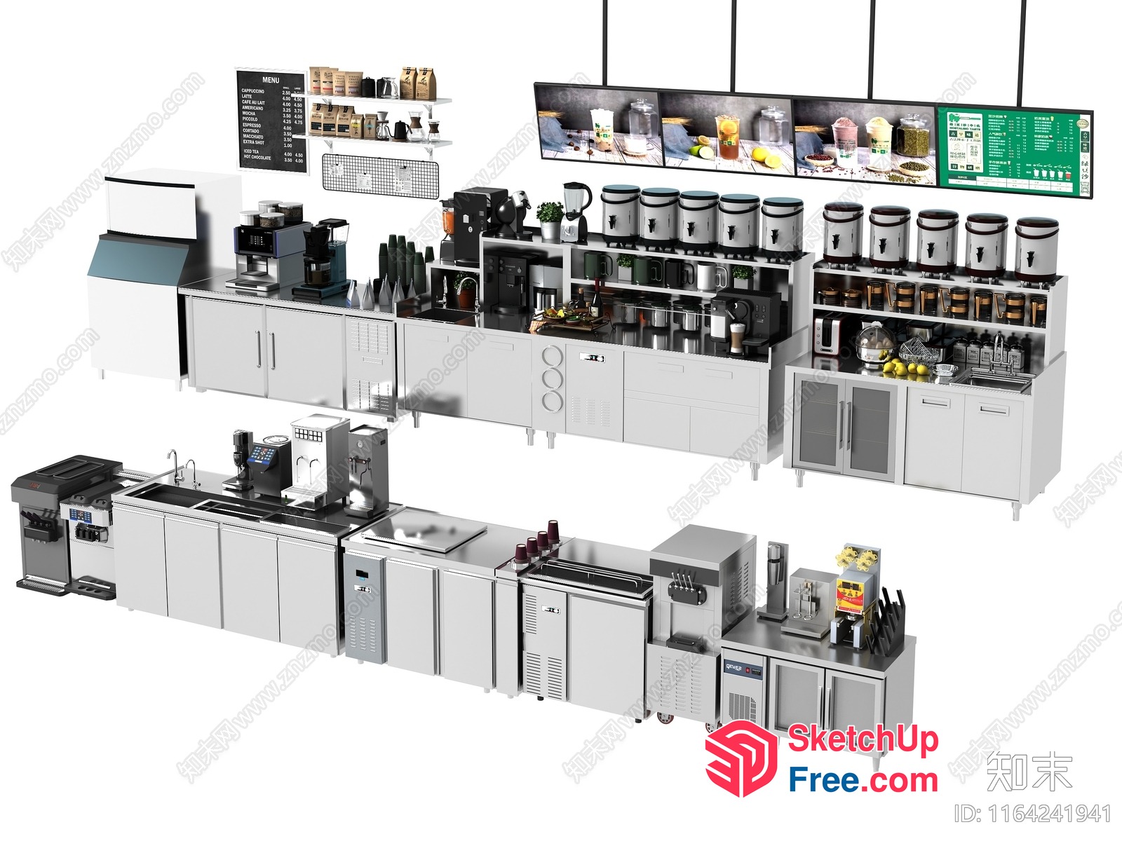 Modern Commercial Kitchen Equipment And Decor 3D SketchUp File