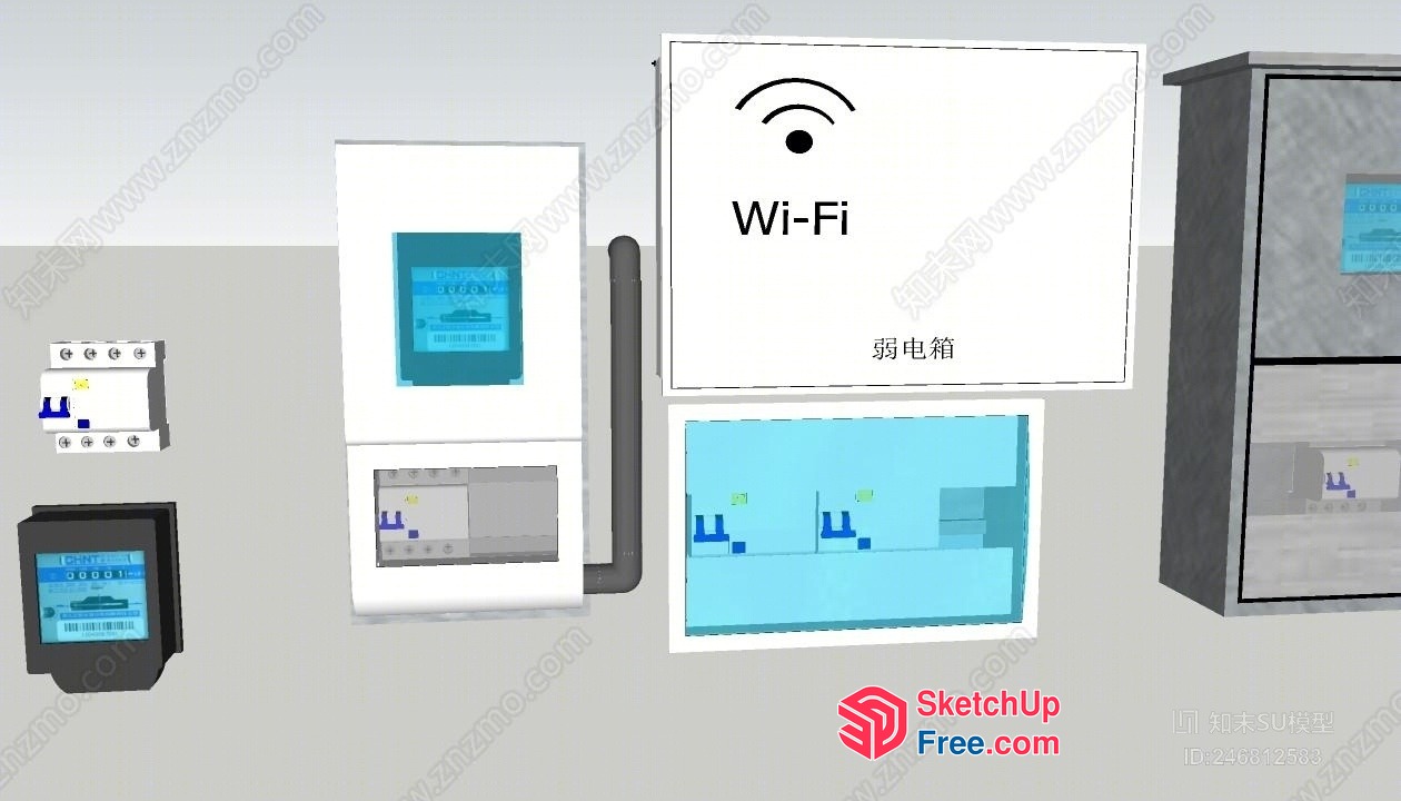 Wi-Fi Router Installation Scene 3D SketchUp File