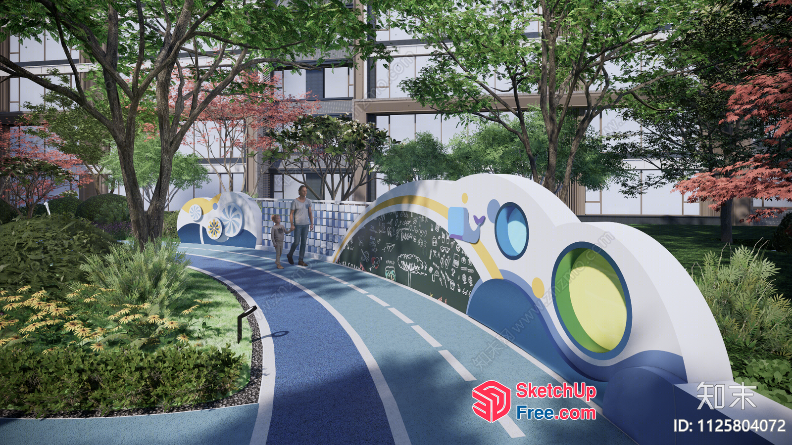 Curved Pathway With Vibrant Decorations 3D SketchUp File