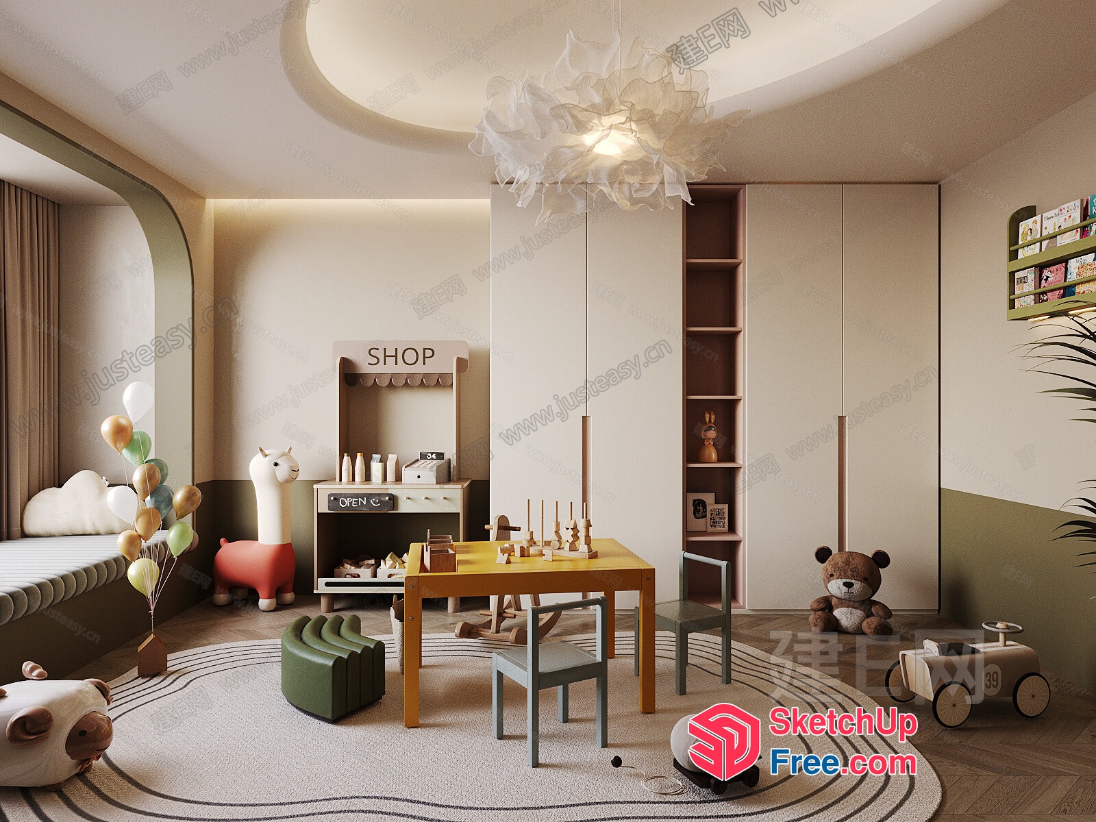 Modern Playroom With Vintage And Animal Decor 3D SketchUp File