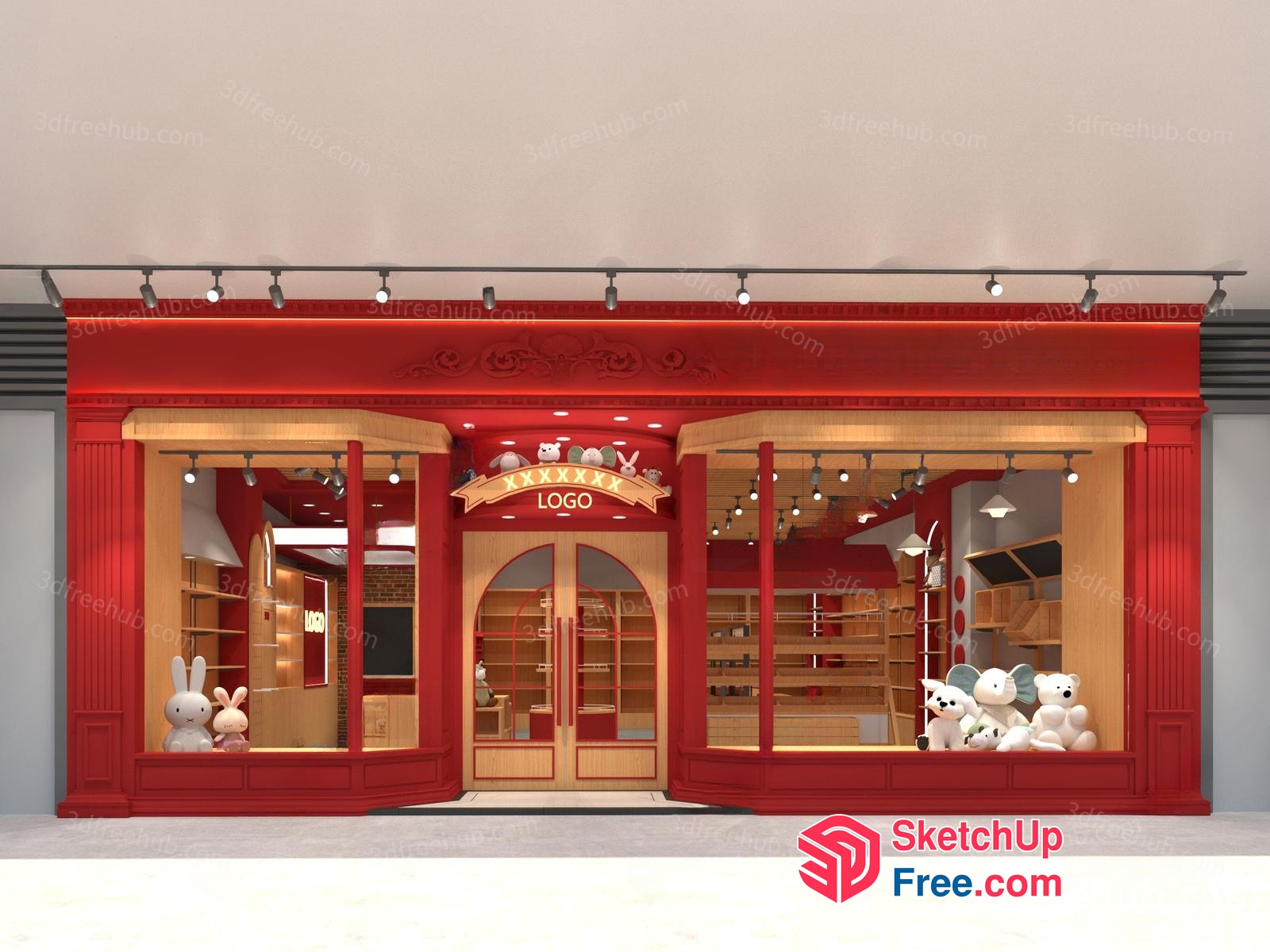 Red And Wood Toy Store 3D SketchUp File