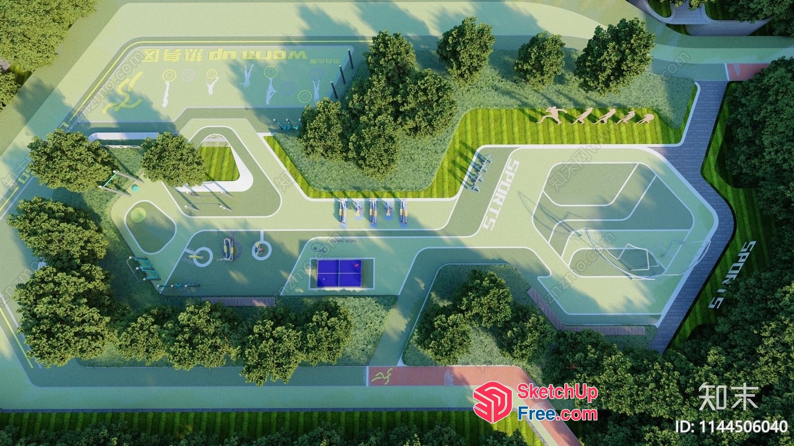 3D Rendering Of A Sports Park With Various Facilities 3D SketchUp File