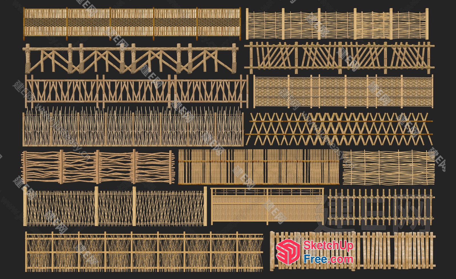Decorative Rattan Fences And Walls 3D SketchUp File