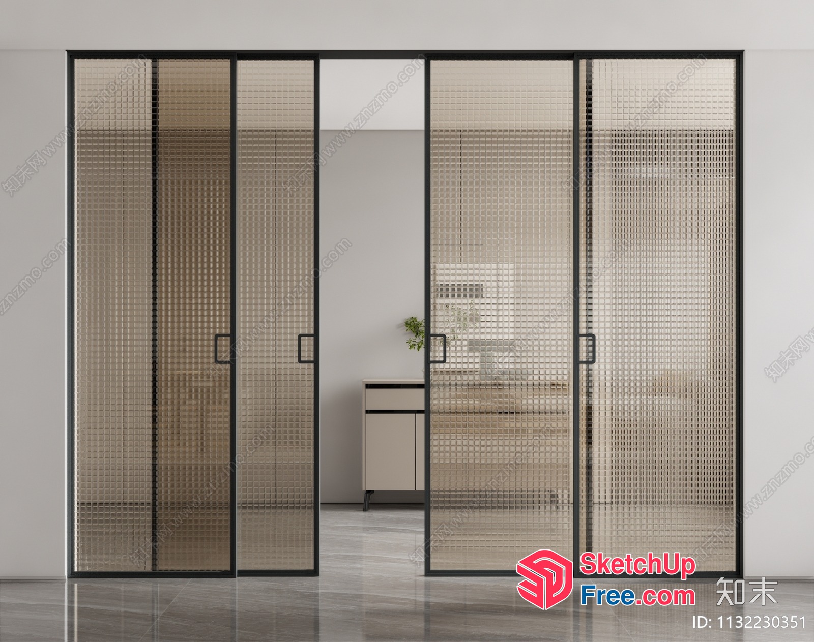 Modern Glass Partition Screen Interior 3D SketchUp File