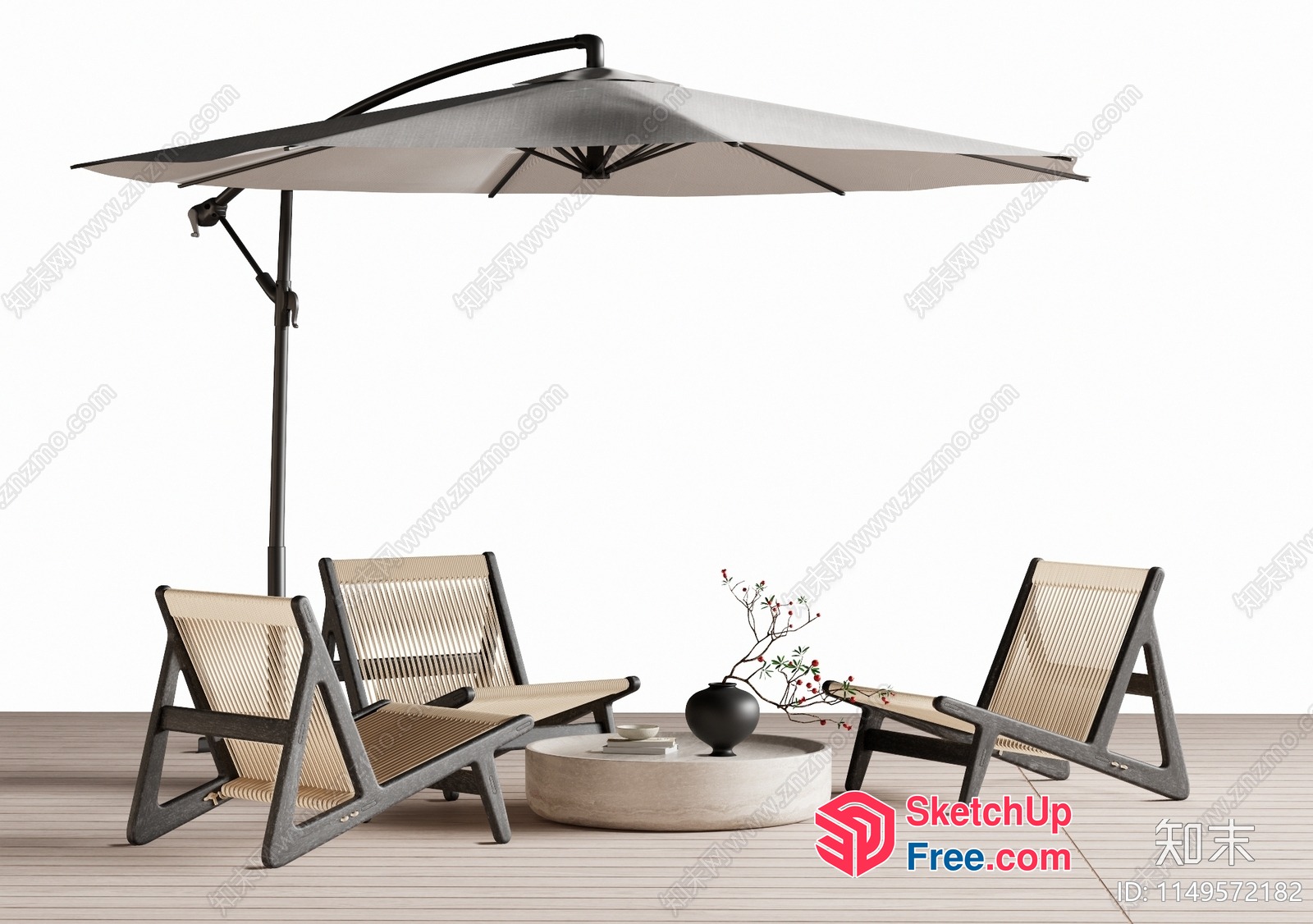 Outdoor Patio Furniture Set With Umbrella 3D SketchUp File