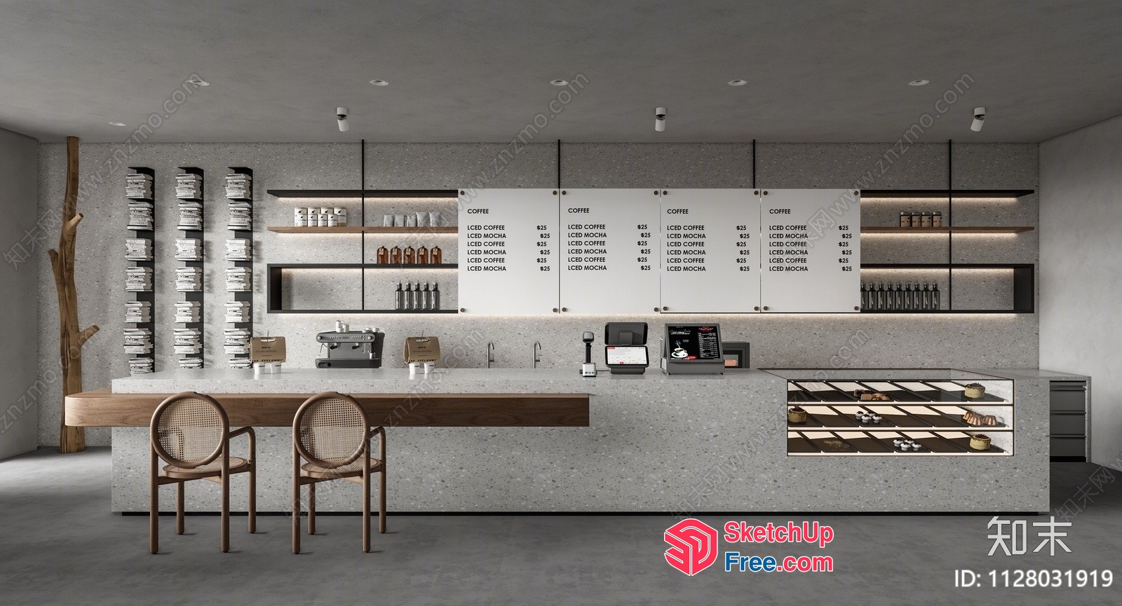 Modern Coffee Shop Interior 3D SketchUp File